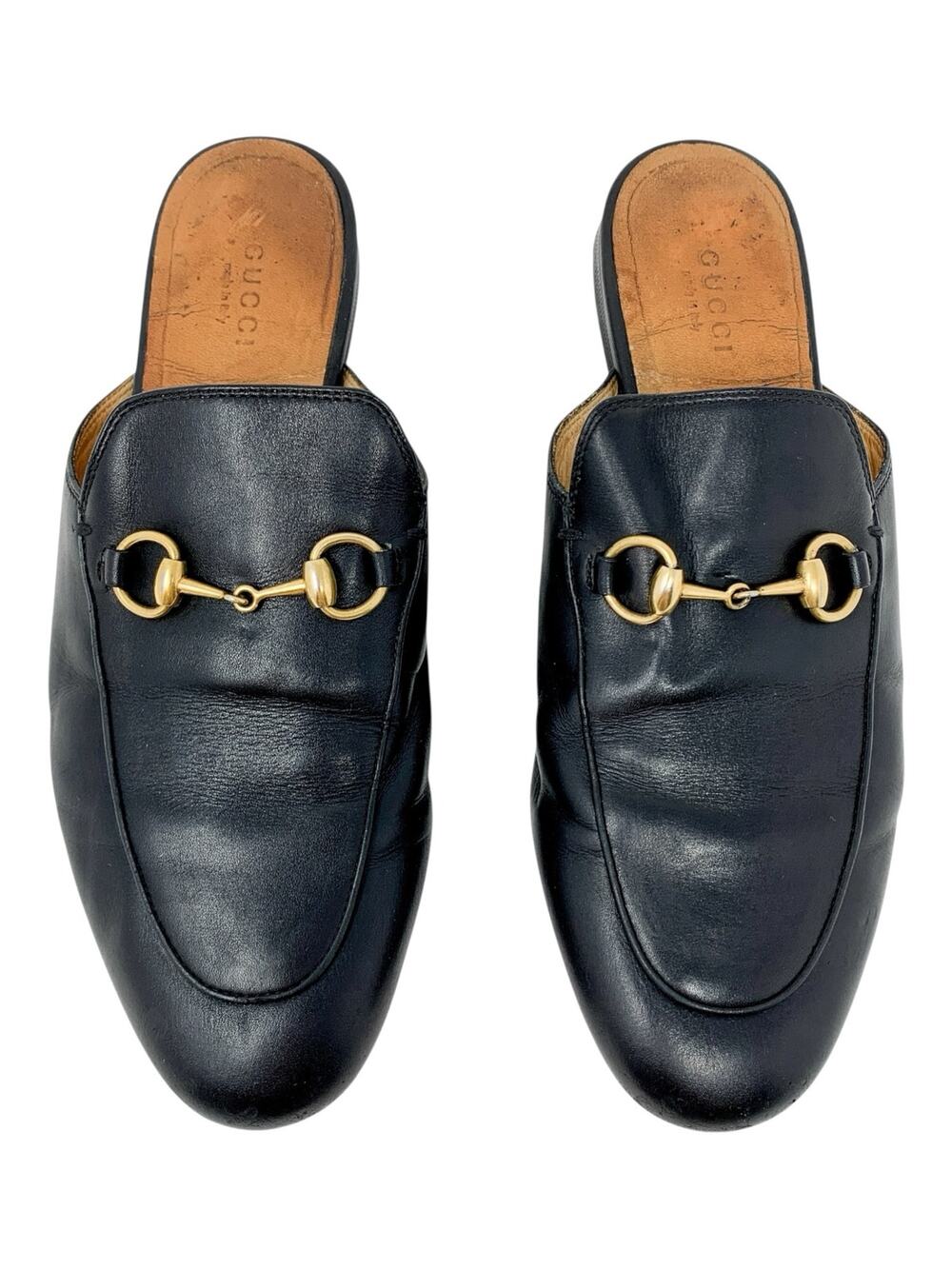 Gucci Princetown Black Leather Horsebit Mule Loafers EU 37